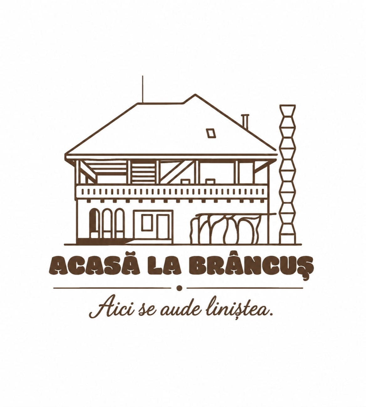 Desen-logo Acasă la Brâncuș — Aici se aude liniștea